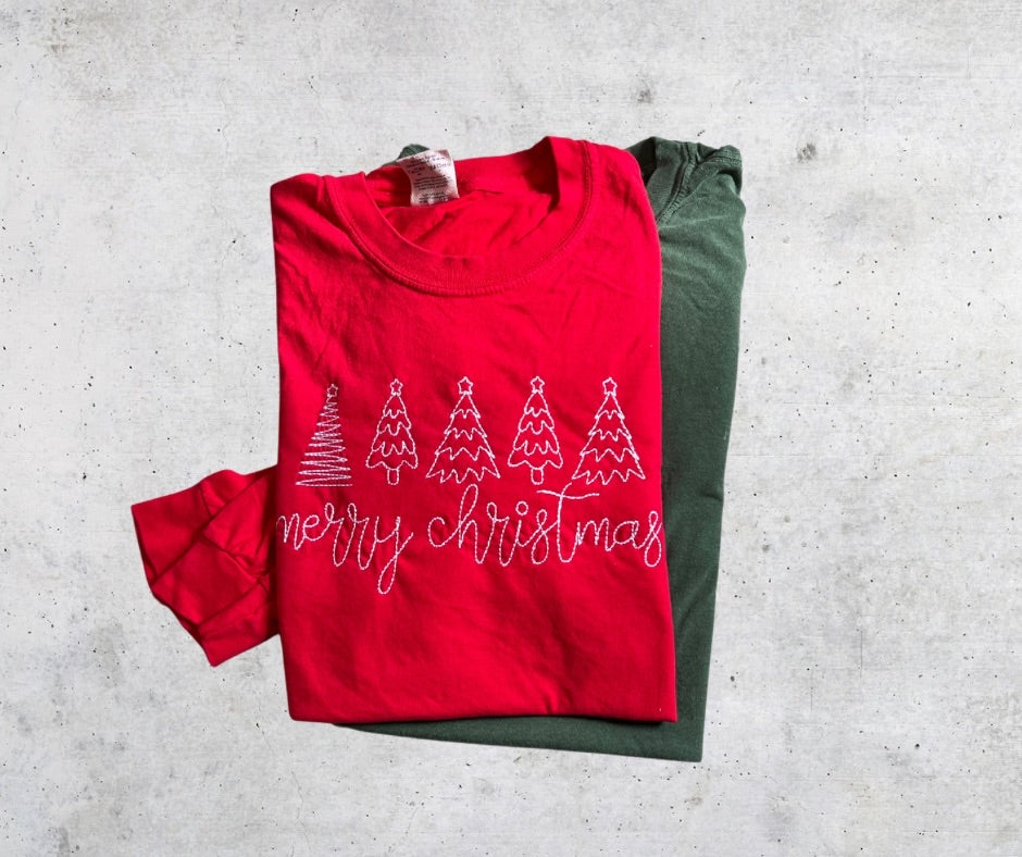 Merry Christmas Embroidered Tees