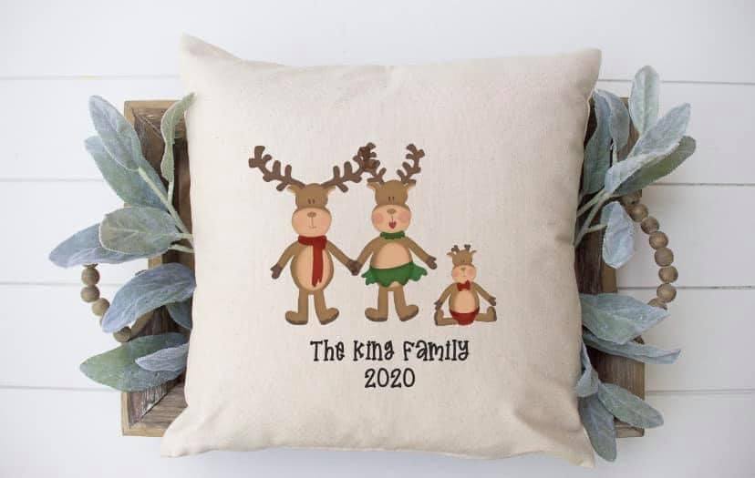 Reindeer Family Pillow Cover